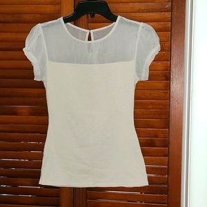 Express Beige Sheer & Cotton Shirt XS